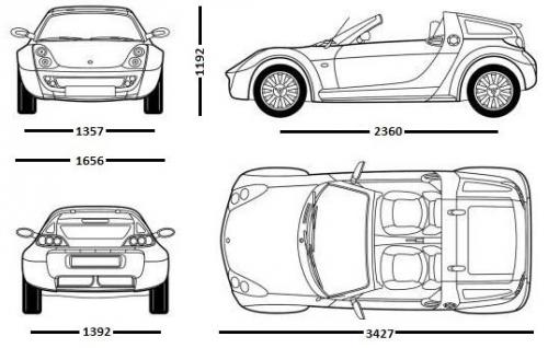 Szkic techniczny Smart Roadster Coupe