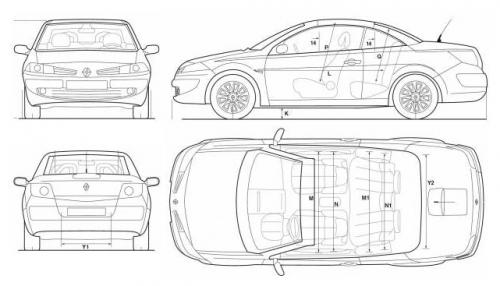Szkic techniczny Renault Megane II Coupe