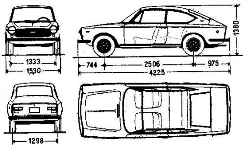Szkic techniczny Fiat 125 Coupe