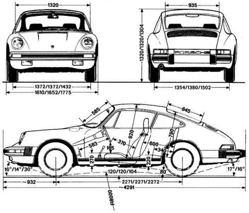 Szkic techniczny Porsche 911 SC Coupe