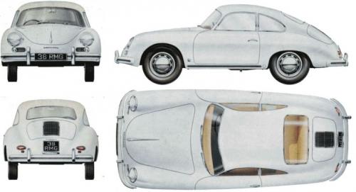 Szkic techniczny Porsche 356 Coupe
