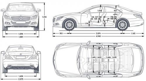 Szkic techniczny Mercedes CLS W218 Coupe