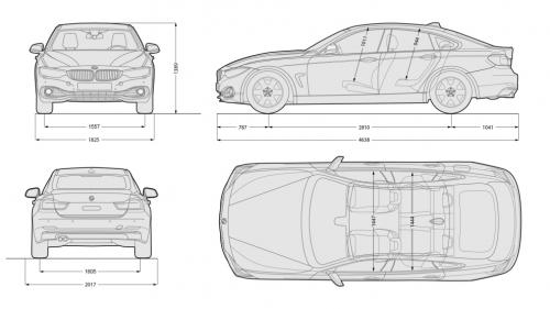 Szkic techniczny BMW Seria 4 F32-33-36 Gran Coupe