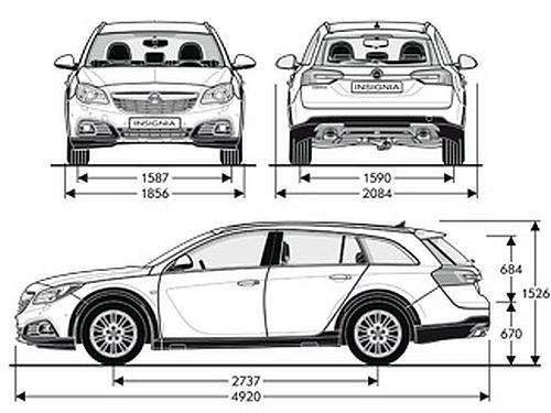 Szkic techniczny Opel Insignia I Country Tourer