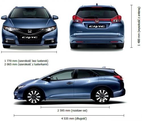 Szkic techniczny Honda Civic IX Tourer