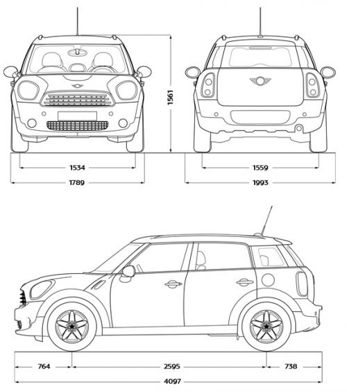 Szkic techniczny Mini Countryman R60 Crossover
