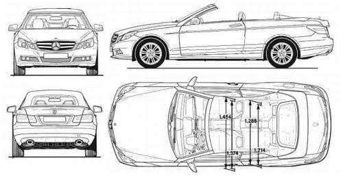 Szkic techniczny Mercedes Klasa E W212 Kabriolet