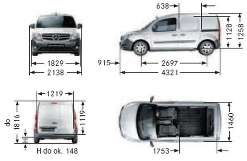 Szkic techniczny Mercedes Citan I Furgon Długi