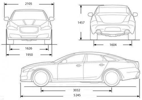 Szkic techniczny Jaguar XJ VII X351 Sedan LWB