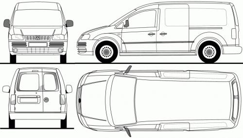 Szkic techniczny Volkswagen Caddy III Furgon Maxi