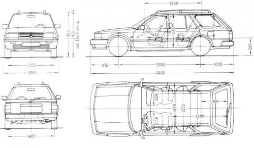Szkic techniczny Nissan Bluebird III Kombi