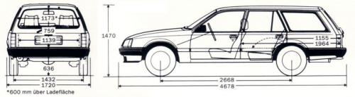 Szkic techniczny Opel Rekord E Kombi