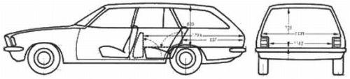 Szkic techniczny Opel Rekord D Kombi
