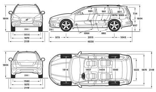 Szkic techniczny Volvo XC70 II Kombi