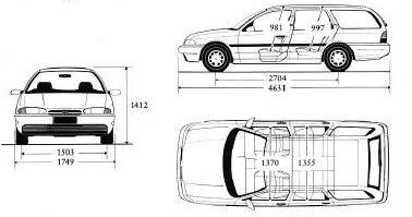 Szkic techniczny Ford Mondeo I Kombi