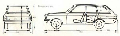 Szkic techniczny Opel Ascona A Kombi