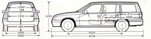 Szkic techniczny Opel Kadett E Kombi