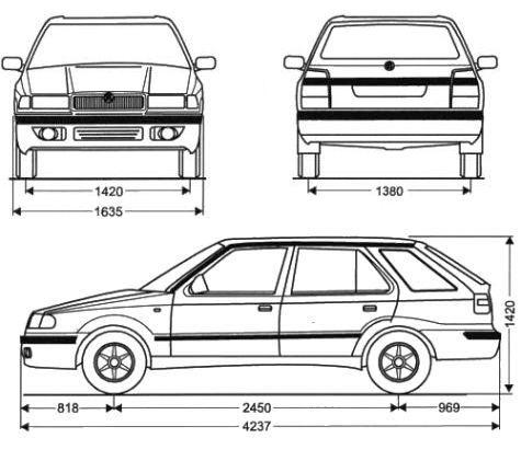 Szkic techniczny Skoda Felicia II Kombi