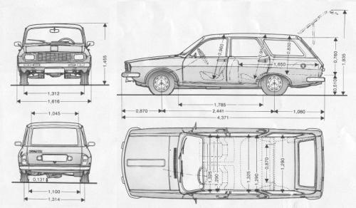 Szkic techniczny Dacia 1310 Kombi