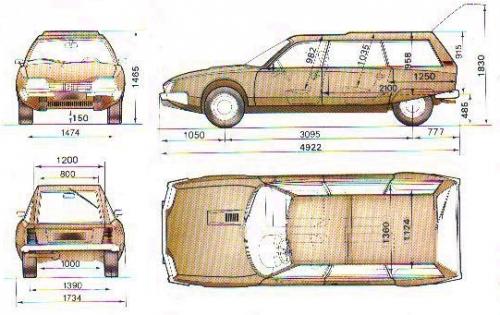 Szkic techniczny Citroen CX II Kombi
