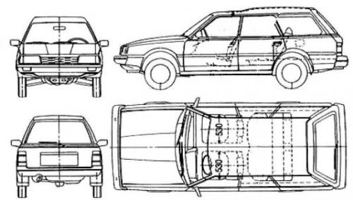 Szkic techniczny Subaru Leone III Kombi