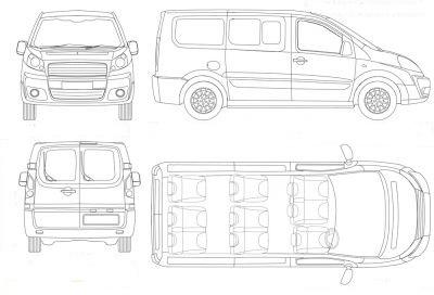 Szkic techniczny Citroen Jumpy II Combi