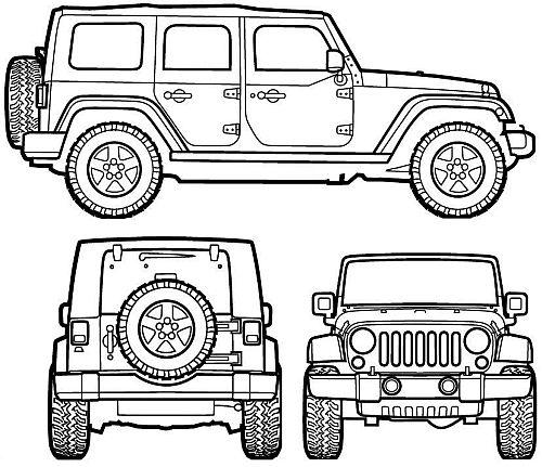 Szkic techniczny Jeep Wrangler III Unlimited