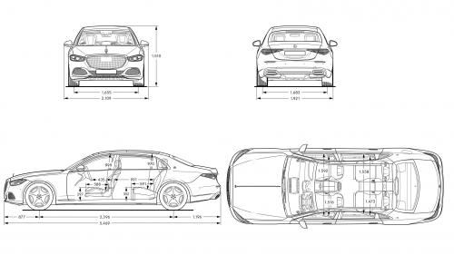 Szkic techniczny Mercedes Maybach S II Limuzyna S