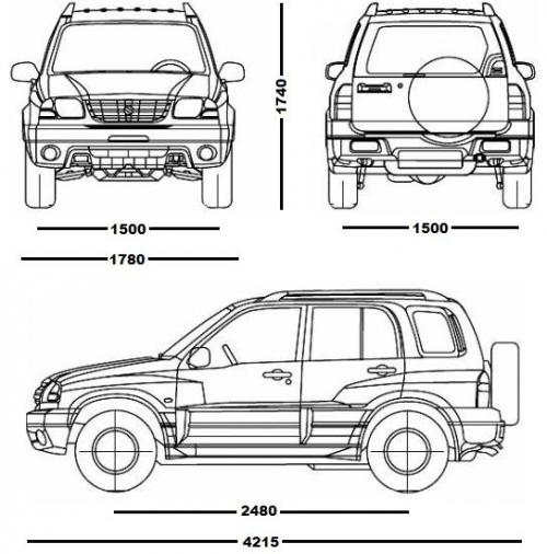Szkic techniczny Suzuki Grand Vitara I Standard