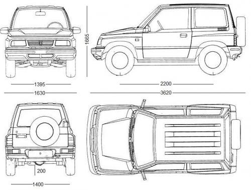 Szkic techniczny Suzuki Vitara I Standard