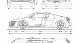 Audi R8 V10 Facelifting - szkic auta - wymiary