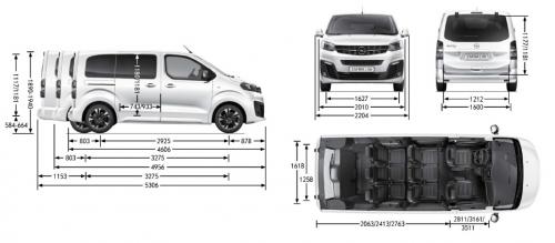 Szkic techniczny Opel Zafira D Extra Long-e