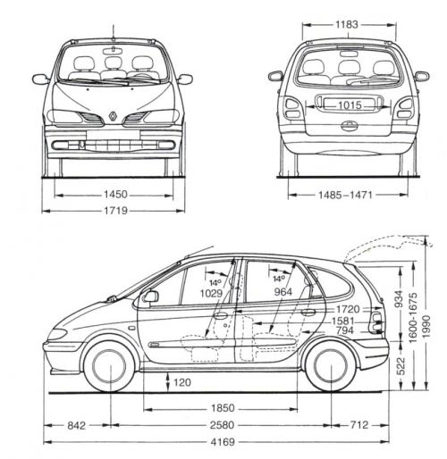 Szkic techniczny Renault Scenic I Minivan