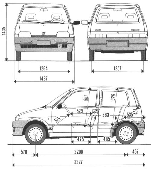 Szkic techniczny Fiat Cinquecento