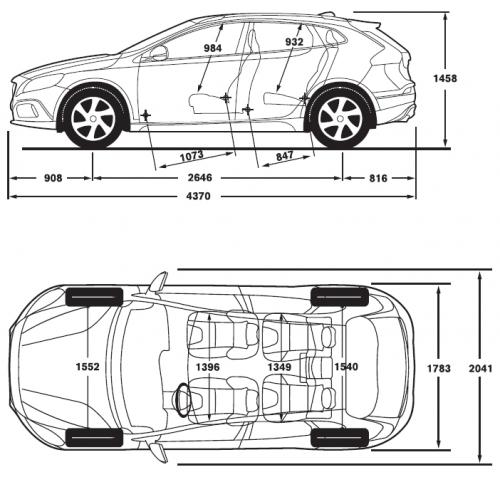 Szkic techniczny Volvo V40 II Cross Country