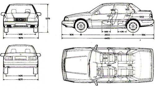 Szkic techniczny Volvo 460
