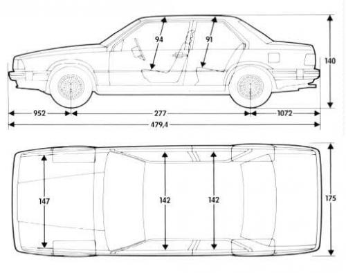 Szkic techniczny Volvo 780