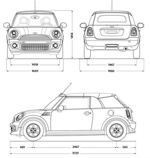 Szkic techniczny Mini Cabrio R57