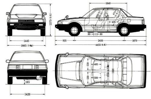 Szkic techniczny Honda Accord II Sedan