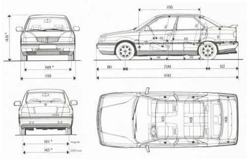 Szkic techniczny Lancia Dedra Sedan
