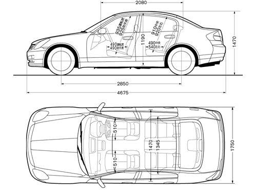 Szkic techniczny Nissan Skyline V35 Sedan
