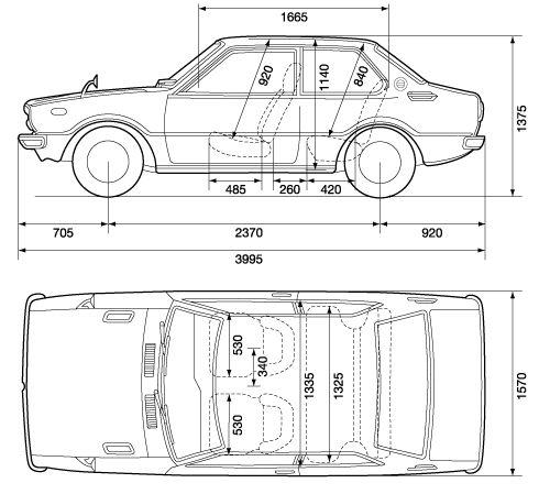 Szkic techniczny Toyota Corolla III Sedan