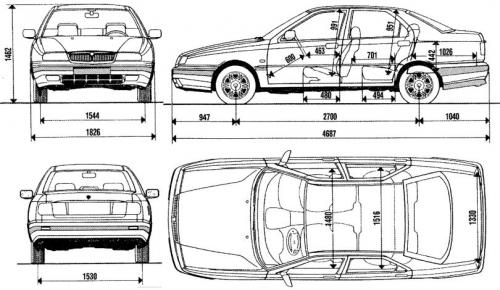 Szkic techniczny Lancia Kappa Sedan