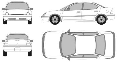 Szkic techniczny Dodge Neon I Sedan