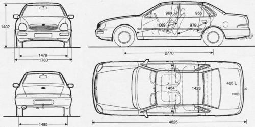 Szkic techniczny Ford Scorpio II Sedan