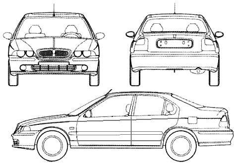 Szkic techniczny Rover 400 II Sedan