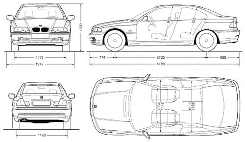 Szkic techniczny BMW Seria 3 E46 Sedan