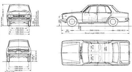 Szkic techniczny Nissan Skyline C10 Sedan