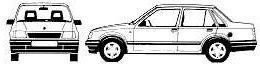 Szkic techniczny Opel Corsa A Sedan