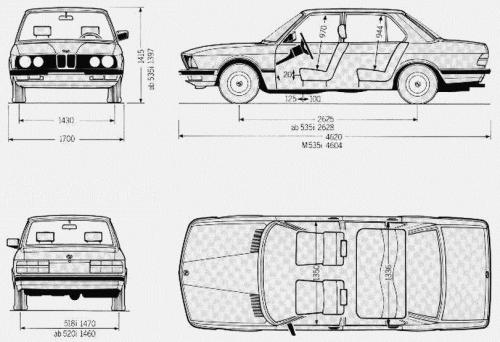 Szkic techniczny BMW Seria 5 E28 Sedan